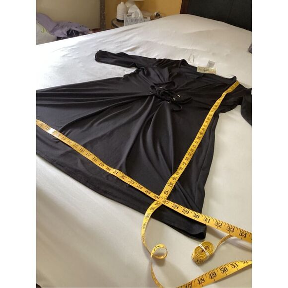 Love Squared Plus Sized Black Grommet Lace - Up Dress Size: 1X - Picture 4 of 8